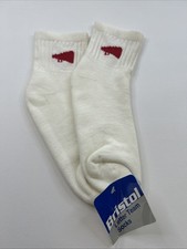 VTG Socks 9-11 Quarter Length White Red Cheerleading Sports Acrylic Bristol 90's