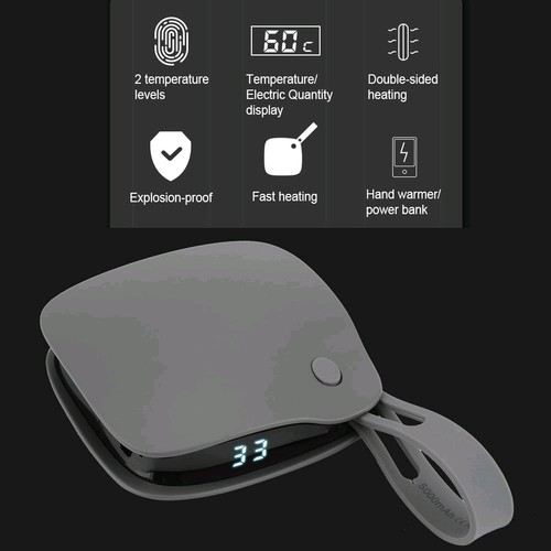 Chauffe-mains et banque d'alimentation 2 en 1 5000mAh - Rechargeable USB, Blanc - Photo 6 sur 8