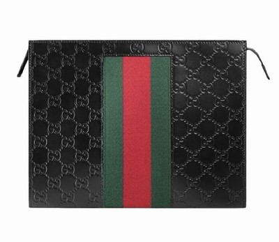 GUCCI Men's GG Supreme Web leather pouch Bag 475316 NEW WITH BOX