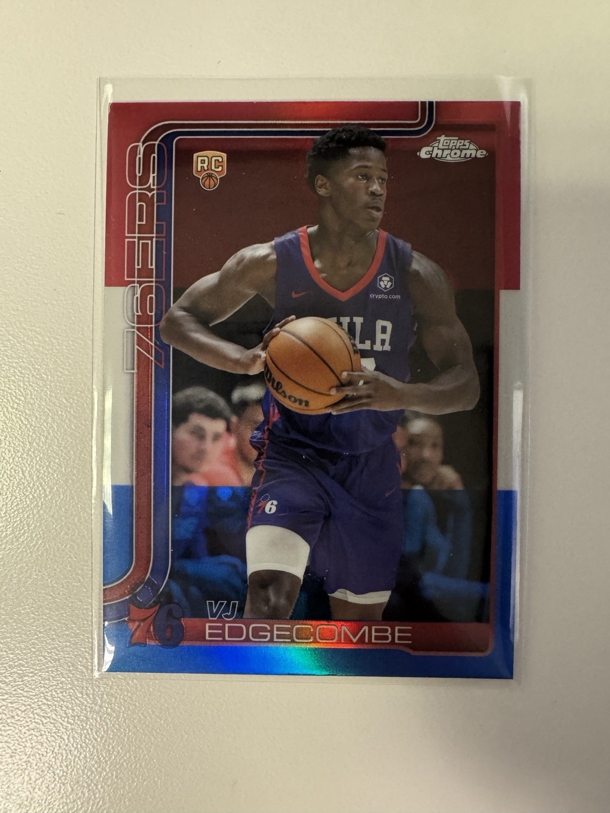 VJ Edgecombe 2025-26 Topps Chrome RWB RC Red White & Blue #253 Rookie 76ers