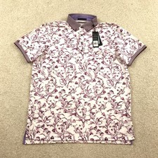Greyson Polo Shirt Mens Large Water Thistle White Pink Purple New Golf