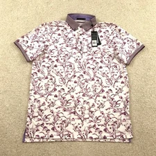 Greyson Polo Shirt Mens Large Water Thistle White Pink Purple New Golf