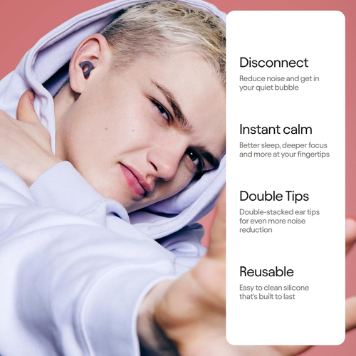 Quiet 2 plus Ear Plugs with Double Tips – Ultra-Comfy Reusable Earplugs for Slee - Picture 2 of 12