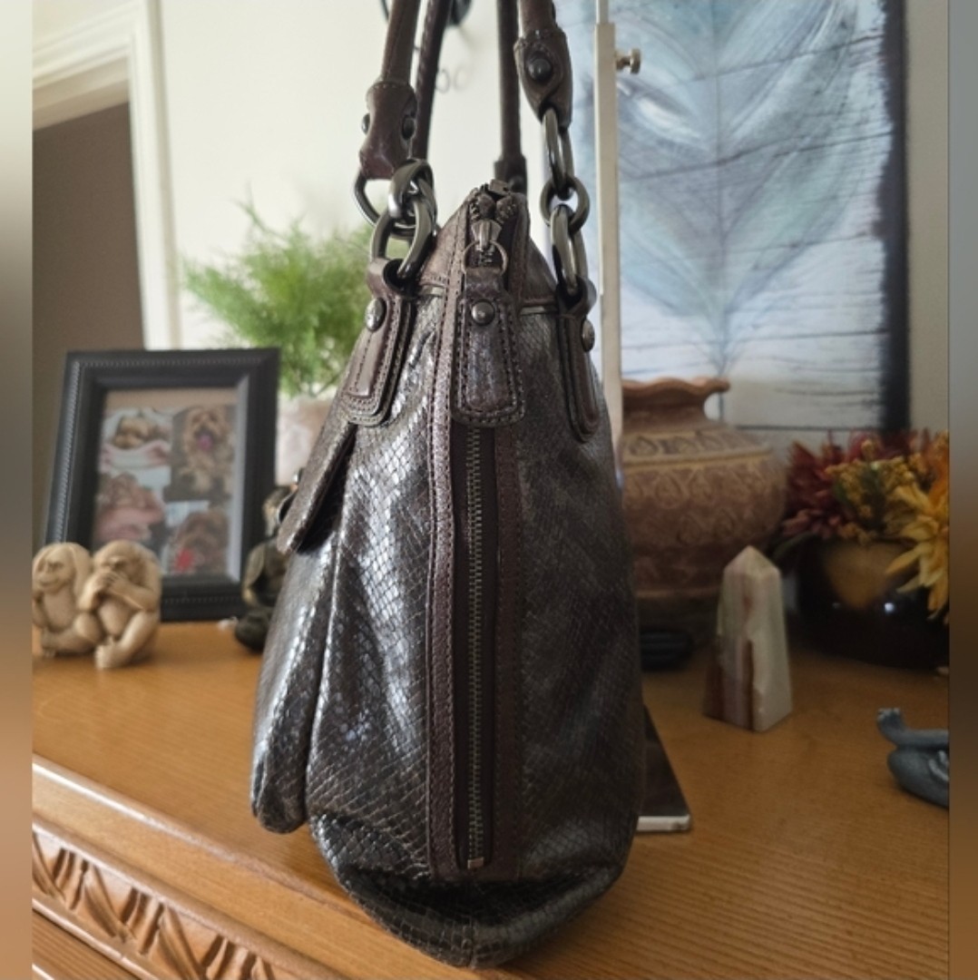 Coach Kristen Python Embossed Leather Shoulder Bag - image 3