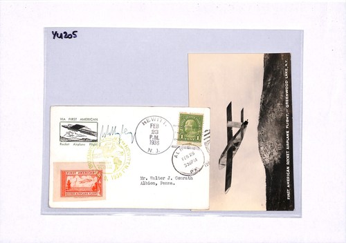 USA Airmail *ROCKET AIRPLANE* Pair Postcards{2} 1936 FIRST FLIGHT Signed YU205 - Picture 7 of 12