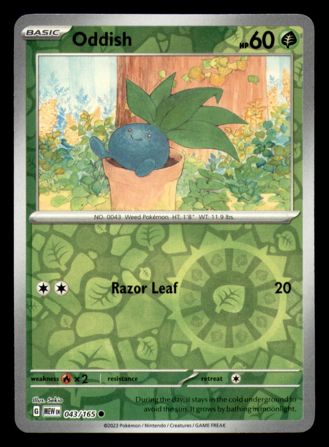 Oddish 043/165 SV: Scarlet & Violet 151 Reverse Holo NM Pokemon TCG