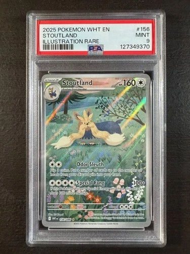 2025 POKEMON WHT EN-WHITE FLARE ILLUSTRATION RARE #156 STOUTLAND PSA 9
