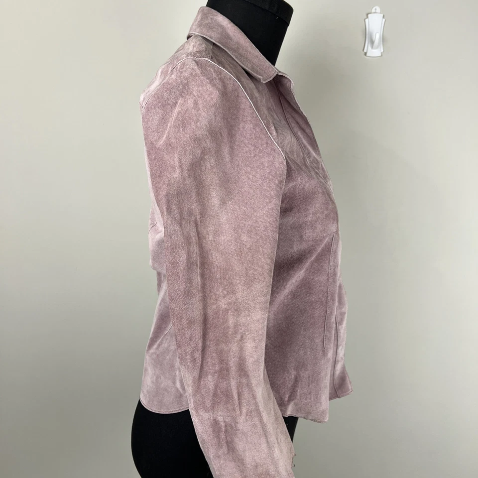 DKNY Lavender Suede Jacket Top 90s Vintage Sz 8 - Image 4 of 4