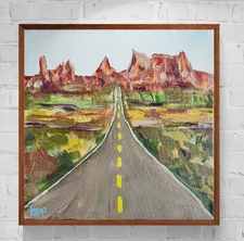 LMNOP Art Original Painting 10x10 Canvas Desert Acrylic Western Neo Impressionis