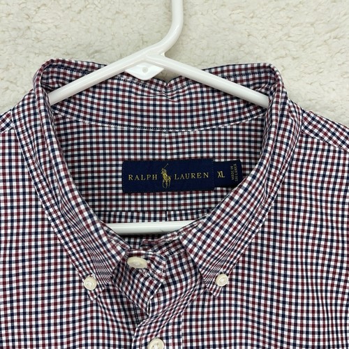 Polo Ralph Lauren Shirt Mens XL Classic Fit Red Blue Gingham Check Oxford Pony - Picture 3 of 6