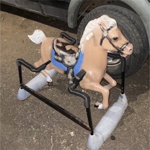Kids Plastic Rocking Horse Toy on Metal Frame Base, Ages 3-5 Years