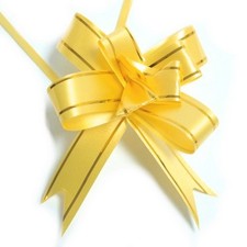 Satin Polyester Drawstring Pull Bows Yellow/Gold 70mm Flower Pack Of 10