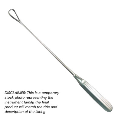 5x Sims Uterine Curettes, 11'', Rigid, Large Sharp Blade, Sz: 6 (20x48 mm), Econ