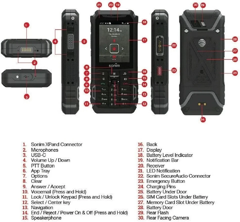 Sonim XP5s Black 16GB Dual-SIM Military Rugged Smartphone XP5800 - AT&T - Image 2 of 2