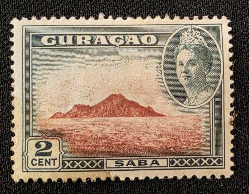 1943 Curacao 2c Stamp - Saba Island - Queen Wilhelmina WWII Era Pictorial