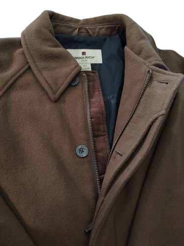 Vintage Woolrich Wool Coat Mid Length Lined Brown Nutmeg Mens Size Large