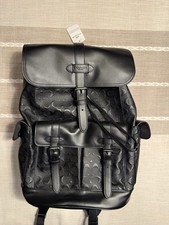 COACH Hudson Backpack Leather Logo, Black, NWT New MSRP $750