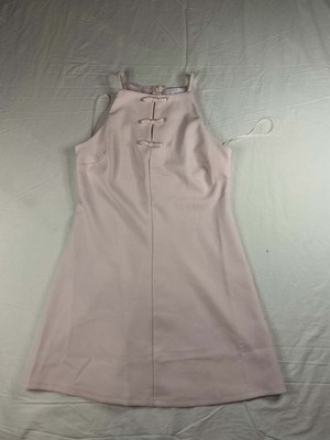    IRIS Pink Halter Sleeveless Mini Dress Bow Accent Zip Party Size M   