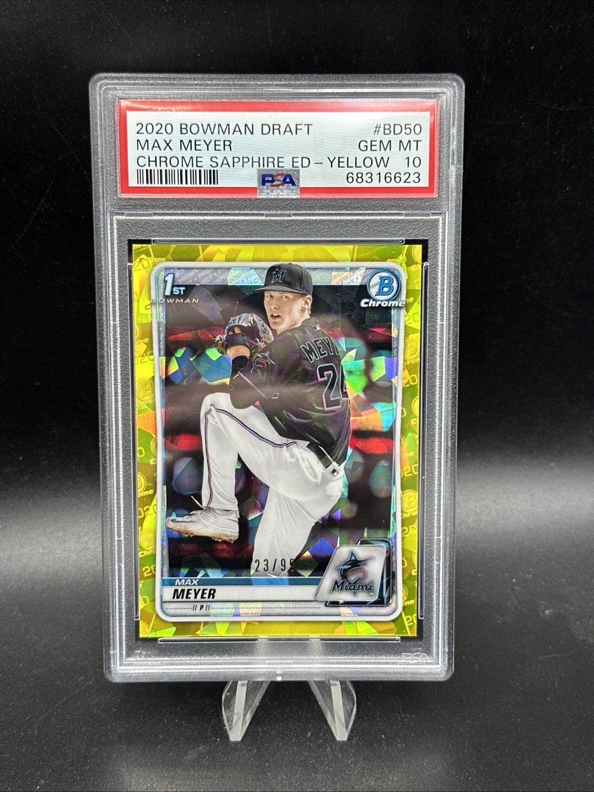 MAX MEYER 2020 BOWMAN DRAFT CHROME SAPPHIRE YELLOW #/99 - PSA 10 GEM MINT