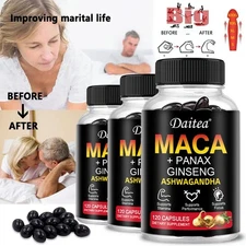 Organic Black Red Yellow Maca Root 10000mg For Men Women 120caps Support Stamina
