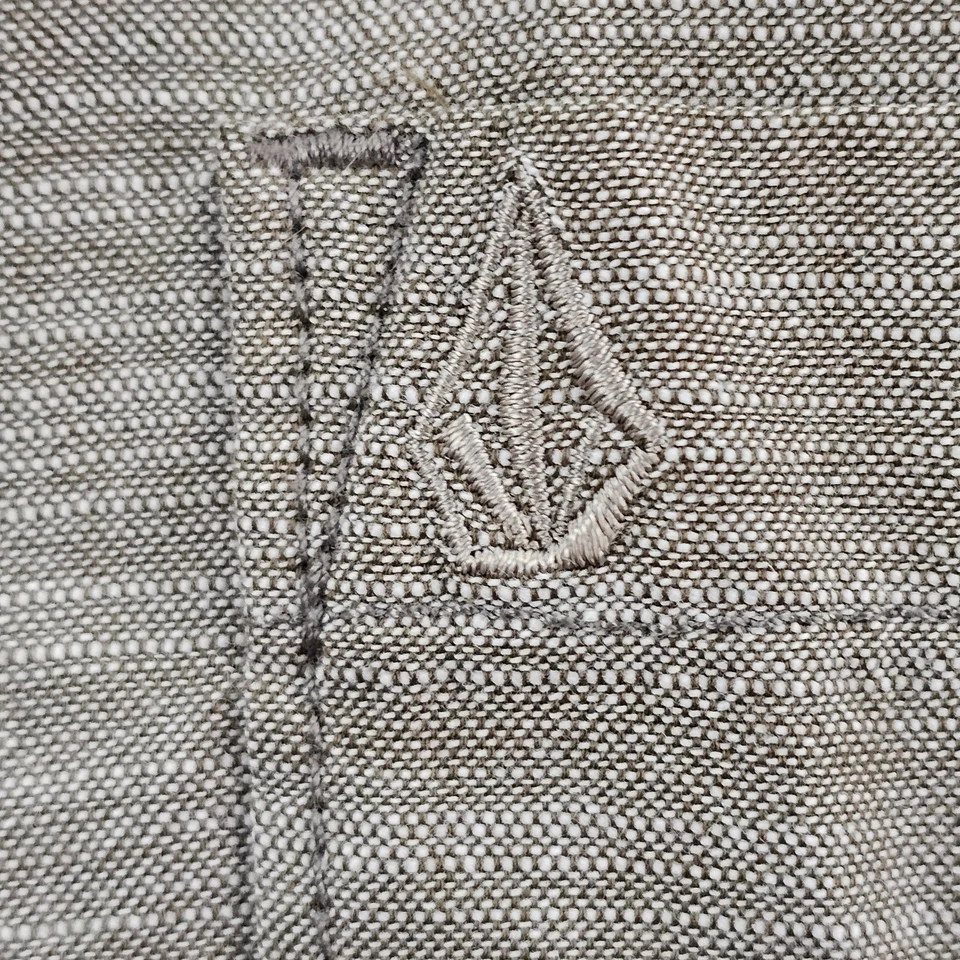 Volcom Green Short Sleeve Button-Up Modern Fit Cotton Blend Shirt Men's L - Image 4 of 4