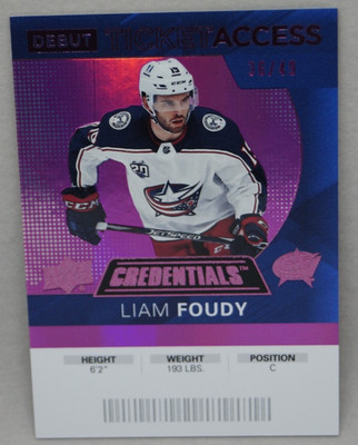 2020-21 Upper Deck Credentials - Debut Ticket Access Liam Foudy #127 36/49