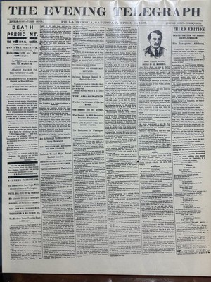VINTAGE NEWSPAPER HEADLINE~ PRESIDENT LINCOLN SHOT AT FORDS THEATER 1865 MURDER