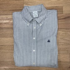 Brooks Brothers Milano Fit Non Iron Stretch Mens Dress Shirt L Logo on Chest