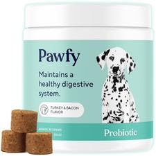 Pawfy Probiotics for Dogs - Digestive, Skin  Allergy Support - 30 Chews