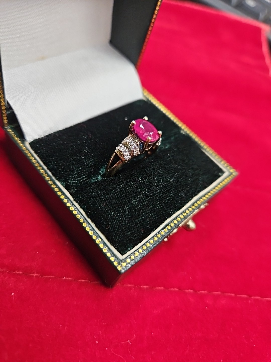 Vintage Style Silver Ring With Ruby Stone - image 1