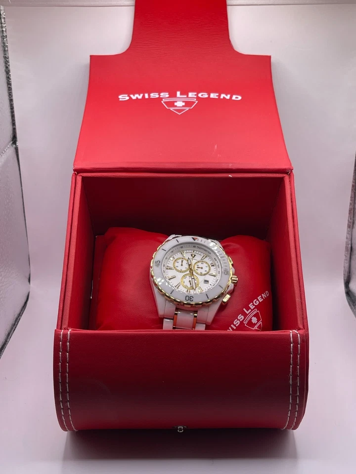 SWISS LEGEND Karamica White Ceramic White Pearl Chronograph Men's Watch - Image 3 of 4