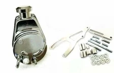 Chrome Saginaw Power Steering Pump w/ Small Block Ford SBF 302 Mount Bracket Kit