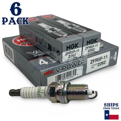 6 Pack NGK V-Power 2262 Spark Plugs ZFR5F-11