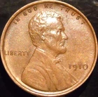 1910-P Lincoln Cent Choice AU Red/Brown Original