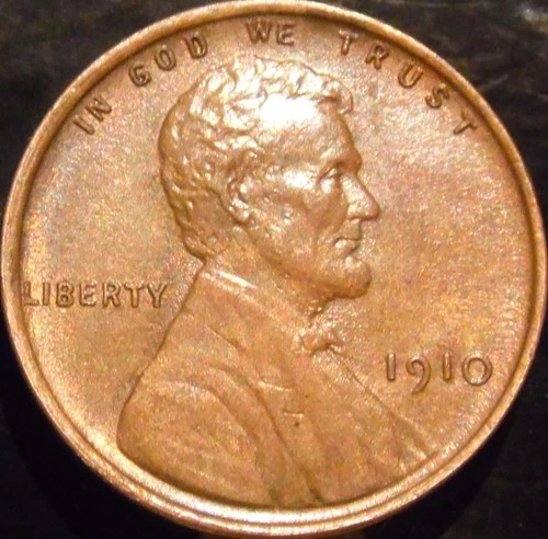 1910-P Lincoln Cent Choice AU Red/Brown Original