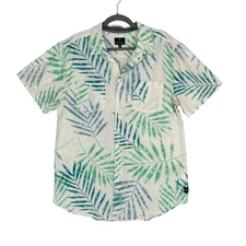 Roark Revival Men Shirt XL Green Palm Print Button Up Short Sleeve Hawaiian