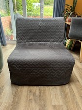IKEA LYCKSELE Single Sofa Bed with Dark Grey and Multicoloured Striped Covers