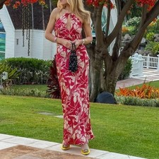 Reformation Yesenia Silk Dress Halter Column NWT