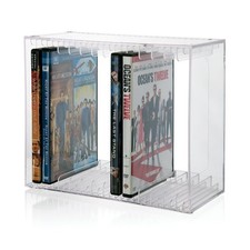 STORi Stackable Clear Plastic DVD Organizer with Rubber Feet Medium,