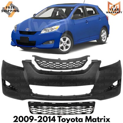 Front Bumper Cover Paintable & Grille Assembly Kit For 2009-2014 Toyota Matrix
