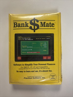 New Vintage Bank Mate Personal Finance Software IBM PC XT AT PS2 TANDY 1000 3000
