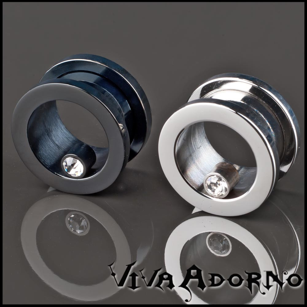 Flesh Tunnel Plug Intarsio Piercing 316L Acciaio Inox Gesù Croce Biker Gotico - Foto 10