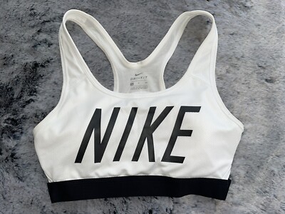NIKE SPORTS BRA WOMENS S SMALL DRI FIT WHITE MESH