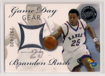 2008 BRANDON RUSH PRESS PASS GAME DAY GEAR ROOKIE JERSEY #d/400