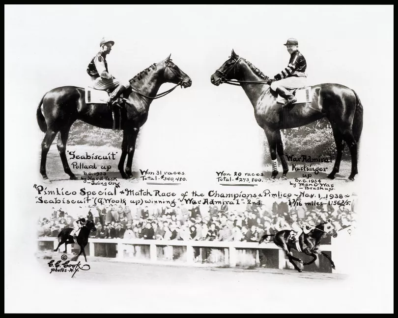 8x10 1938 Seabiscuit vs War Admiral PHOTO Poster Horse Race Racing Epic  Battle