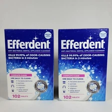 Efferdent Dental Appliance Cleaner Complete Clean Anti-Bacterial  2 Box 102 Tabs