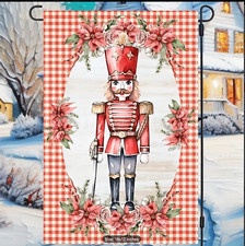 Nutcracker Christmas Garden Flag - Double-Sided, Durable Polyester 12x18in
