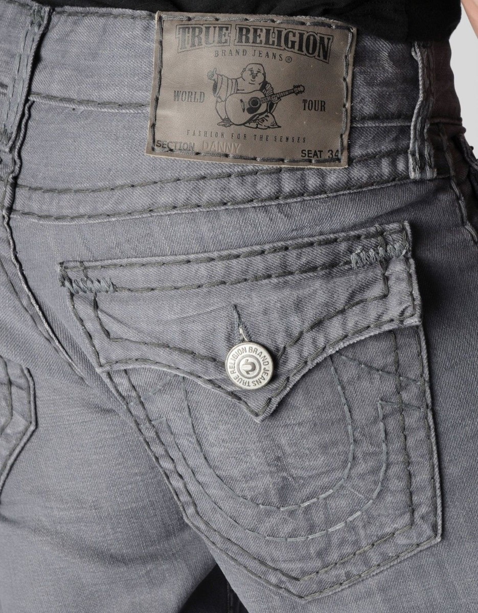 True Religion Jeans Men's Ricky Straight Grey Super T Rocky True Religion Jeans Men's Ricky Straight Grey Super T Rocky