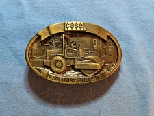 VINTAGE 1980's "CASE VIBRATORY ROLLERS" SOLID BRASS ADVERTISING BELT BUCKLE