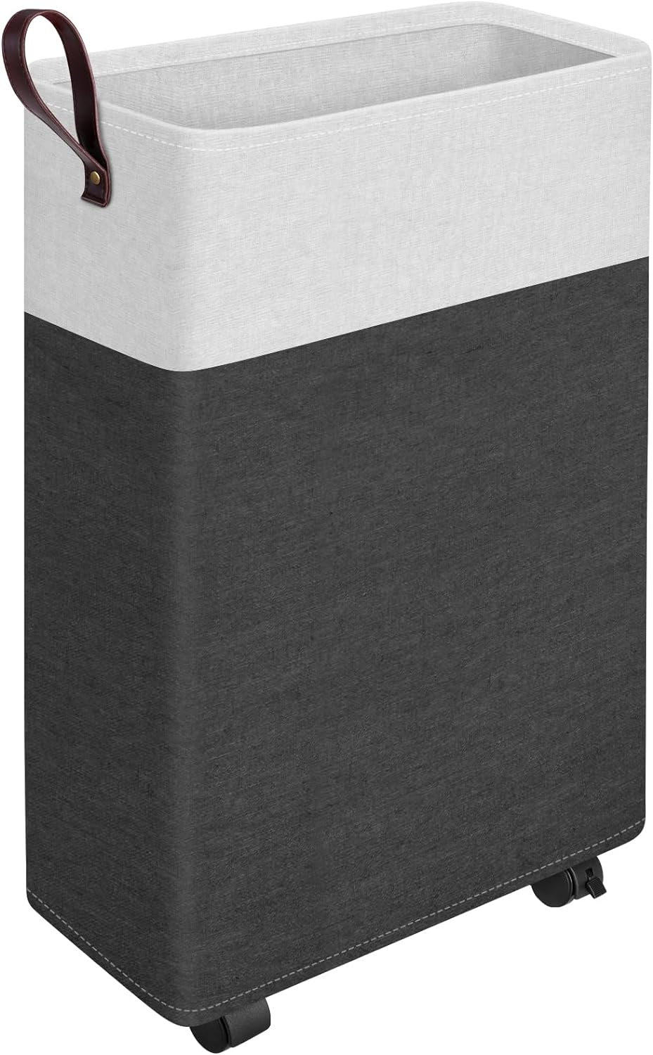 24.4-Inches Rolling Slim Laundry Basket on Wheels, Collapsible & Waterproof Laun
